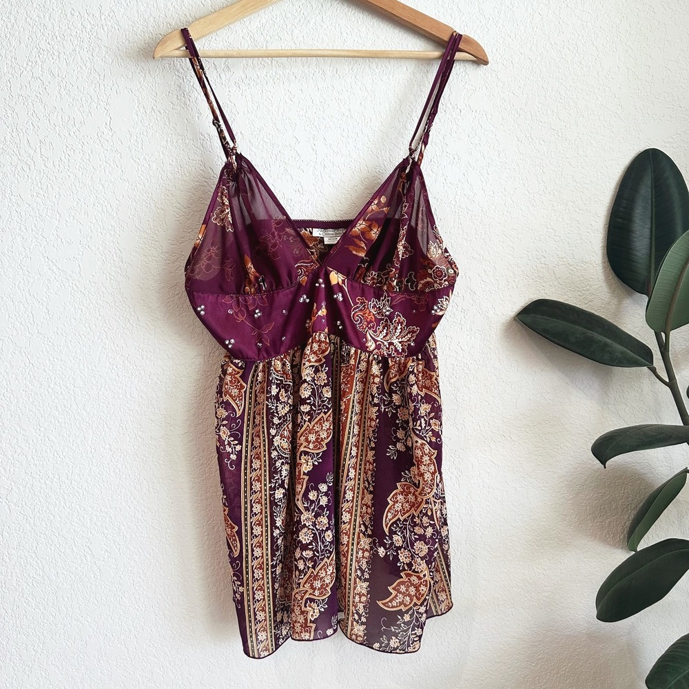 VTG Seductive Wear Babydoll Slip Cami Tank Top Medium Sheer Grunge Fairy Coquett